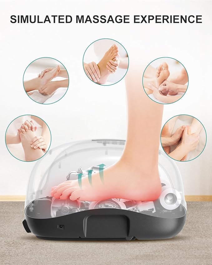 Nekteck Foot Shiatsu Massager for Circulation and Pain Relief, Smart Electric Massage Machine with Heat, Deep Kneading, Vibration for Feet, Calf, Arm Muscle Relax White (APP Control)