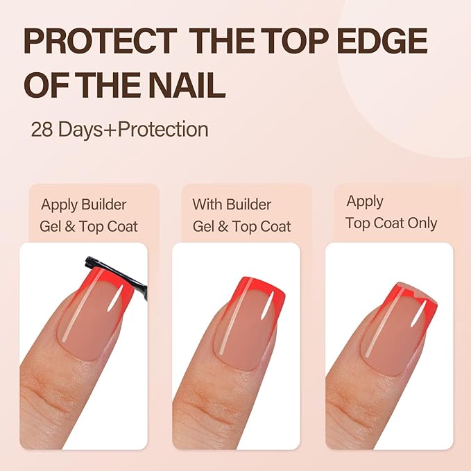 150Pcs French Gel Nail Tips, Vansiho Short Square Nail Tips, Red Pre-French Tips Press on Nails, Soak Off Soft Gel Acrylic Fake Nails for Nail Art DIY 15 Sizes