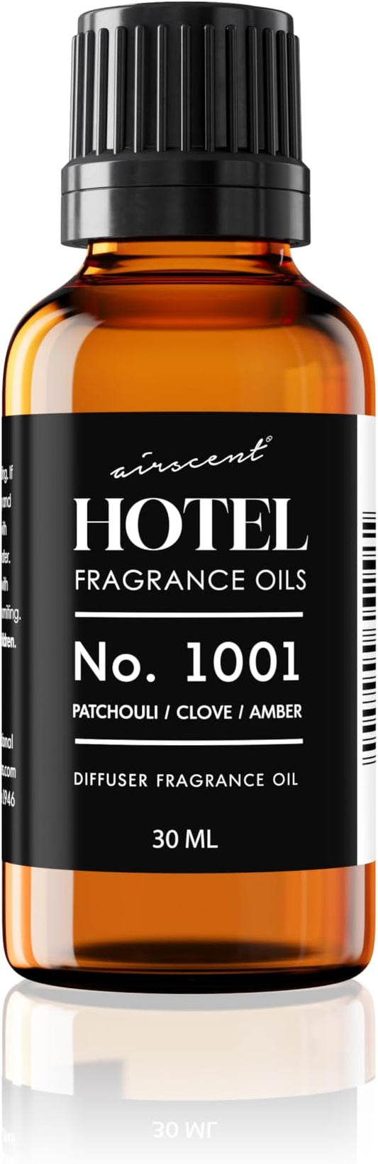AirScent Hotel Diffuser Oil No. 1001 - Patchouli Clove Amber - Hotel Scent Dupe - Premium Fragrance Oil for Ultrasonic and Waterless Diffusers - 30 mL, 1 fl oz Glass Droper Bottle