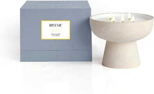 BLUEME Yuzu & Ginger, Luxury Candle w/Essential Oils, 5 Wick, Hand-Poured Soy, Cotton Wick, Ceramic