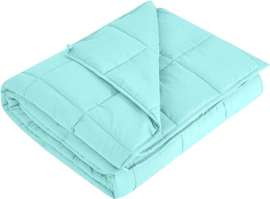 L'AGRATY Weighted Blanket - 48"x72" 15lbs Cooling Breathable Heavy Blanket with Glass Beads for Adult All-Season