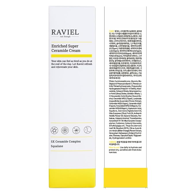 RAVIEL Enriched Super Ceramide Cream Radiance Boosting, Deep Hydration & Tone Enhancing Moisturizer with Niacinamide & Hyaluronic Acid for Dull, Uneven Skin, Korean Skincare, 50ml (1.69 fl oz)
