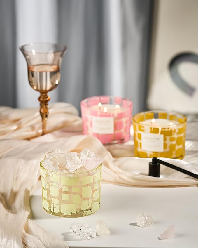 M&SENSE Tobacco Vanilla Scented, Soy Wax 11.6oz 60 Hours Clean Non Toxic Slow Burn,3 Wick Highly Scented Aromatherapy Candles for Relaxation, Holiday Gifts for Men&Women