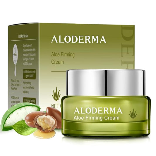 Aloderma Firming Cream for Face and Neck with 62% Organic Aloe Vera - Firming Face Cream with Hyaluronic Acid & Carnosine - Natural Renewing Aloe Face Cream - Instantly Hydrate & Plump Skin, 1.7oz