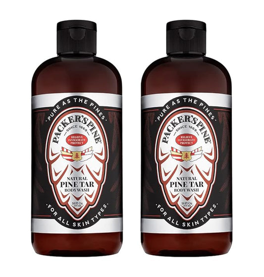 Packer's Pine Tar Body Wash | Soothing Mens Shower Gel For Psoriasis Relief | Made With Natural Pine Tar and Pine Oils | Paraben & Sulfate-Free, 16 fl oz, 2 Pack