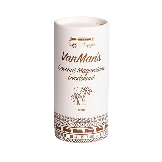 VanMan Magnesium & Vanilla Deodorant Stick - Natural Aluminum Free Deodorant for Women & Men - Effective Odor Control for Skin - With Tallow, Shea Butter & Organic Madagascar Vanilla Bean - 2.2 oz
