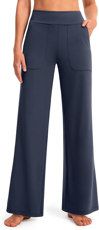 AFITNE Womens Wide Leg Yoga Pants with Pockets High Waist Stretch Dress Casual Pants Loose Lounge Sweatpants 28"/30"/32"