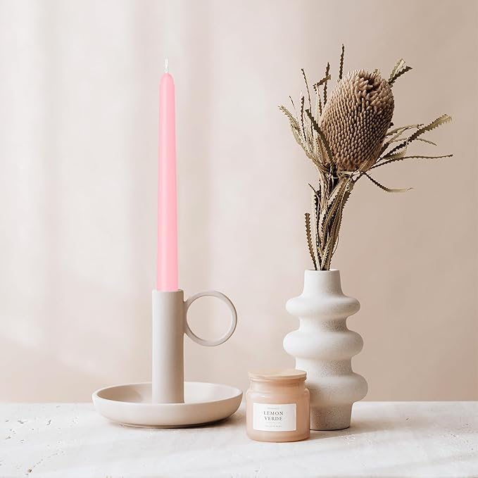 30 Pack Pink Taper Candles - Taper Candles 10 Inch Dripless, Smokeless & Unscented - 8 Hours Long Burning - Ideal for Weddings, Dinner Parties, and Home Decor