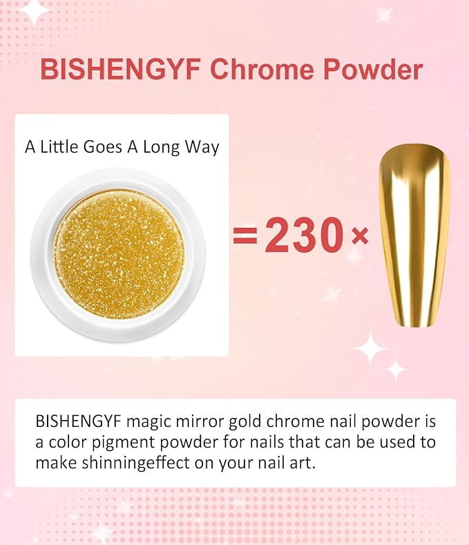 Gold Chrome Nail Powder BISHENGYF -【Magic Mirror Effect】 Pearl Chrome Nail Powder White Clear Aurora Mermaid Iridescent Nail Chrome Powder Pigment Glitter Dust for Manicure Decoation DIY