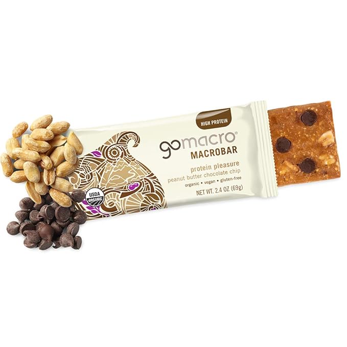 GoMacro MacroBar Mini Organic Vegan Snack Bars - Oatmeal Chocolate Chip (24 Count) and GoMacro MacroBar Organic Vegan Protein Bars - Peanut Butter Chocolate Chip (12 Count)