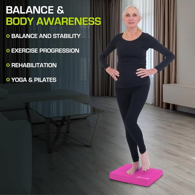 ProsourceFit Exercise Balance Pad – Non-Slip Cushioned Foam Mat & Knee Pad for Fitness and Stability Training, Yoga, Physical Therapy 15.5”x12.75”