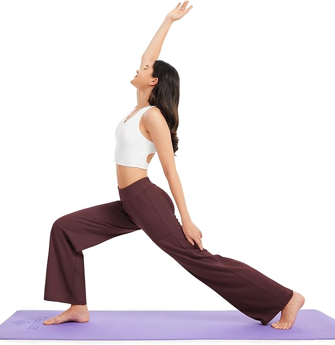 AFITNE Womens Wide Leg Yoga Pants with Pockets High Waist Stretch Dress Casual Pants Loose Lounge Sweatpants 28"/30"/32"