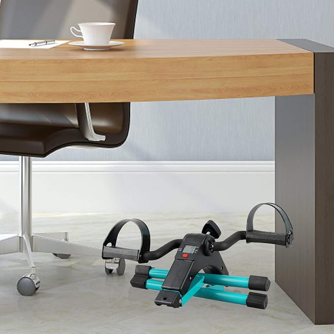 Folding Pedal Exerciser, Mini Under Desk Bike - Portable Foot Hand Cycle Peddler Machine Bicycle Exerciser for Arm Leg While Sitting