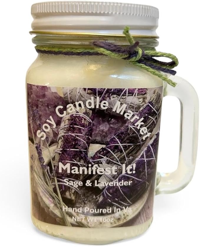 Soy Scented Candles | Handmade & Highly Aromatic Candles Burns Upto 85 Hours in Glass Jar - Perfect for Home Decor, Wedding, Birthday, Dinner (Manifest It, 16 oz)