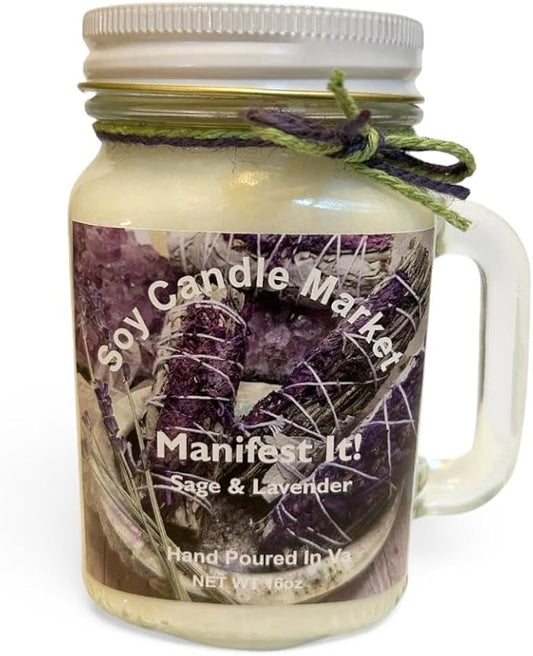 Soy Scented Candles | Handmade & Highly Aromatic Candles Burns Upto 85 Hours in Glass Jar - Perfect for Home Decor, Wedding, Birthday, Dinner (Manifest It, 16 oz)