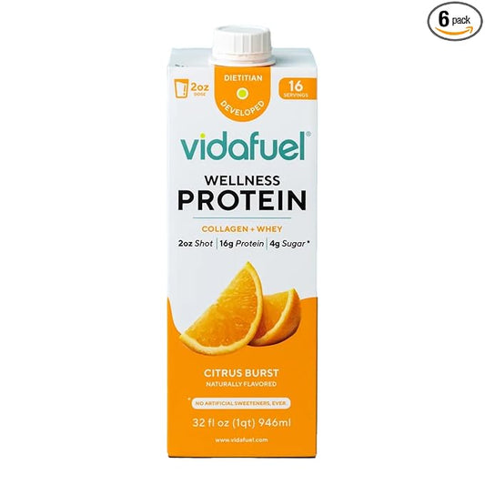 Vida fuel Wellness Protein Oral Supplement Citrus Burst Flavor 32 oz Reclosable Carton 6 Ct