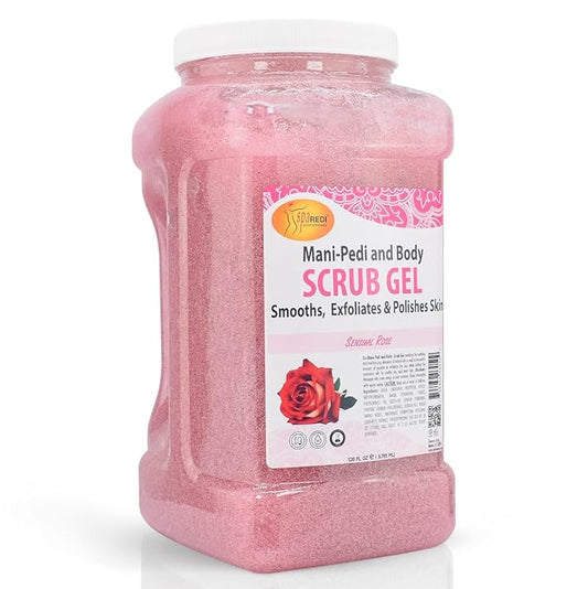 SPA REDI – Sensual Rose Pumice Scrub Gel, Exfoliating, Hydrating & Nourishing, Infused with Hyaluronic Acid, Amino Acids, Panthenol and Comfrey Extract for Glowy Smooth Skin – 128oz Gallon