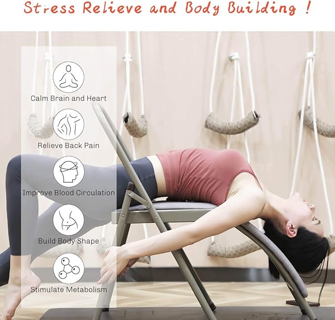 Yoga Auxiliary Chair with Detachable Lumbar Back Support Relieve Back Pain Chair Foldable Balance Handstand Training Tool