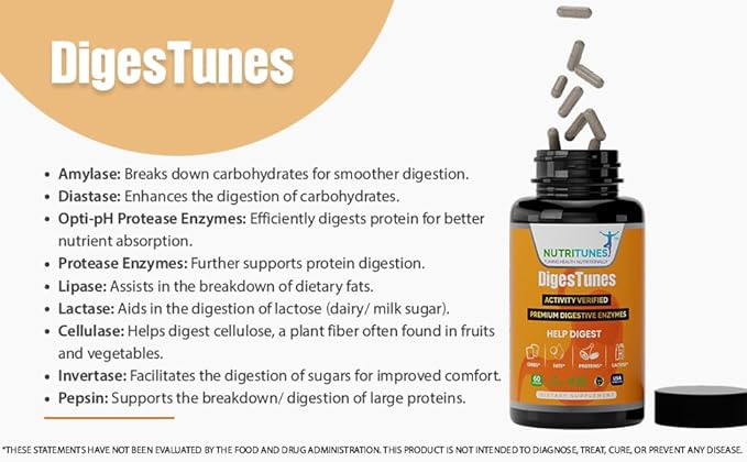 All-in-One Multi Enzyme Digestive Enzymes Supplement – Easily Breaks Down Carbs, Fats, Proteins & Dairy – Supports Healthy Digestion, Bloating Relief & Gut Comfort – Vegan, 60-Day Supply