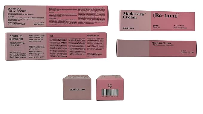 SKINRxLAB Made Cera Cream - Acne & Redness Relief Face Moisturizer, Sebum Control, Improving Skin Barrier with Ceramide and Madecassoside, Anti-Aging and Pore Minimizing Face Cream, 1.69 + 0.5 fl.oz.