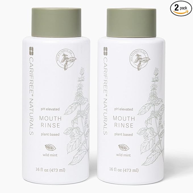 CariFree Naturals Mouth Rinse, pH Elevated, Fluoride-Free, with Magnolia Bark & Essential Oils, Organic Ingredients, Alcohol-Free, Dentist Recommended, Dentist Developed Wild Mint 16 Fl Oz (Pack of 2)
