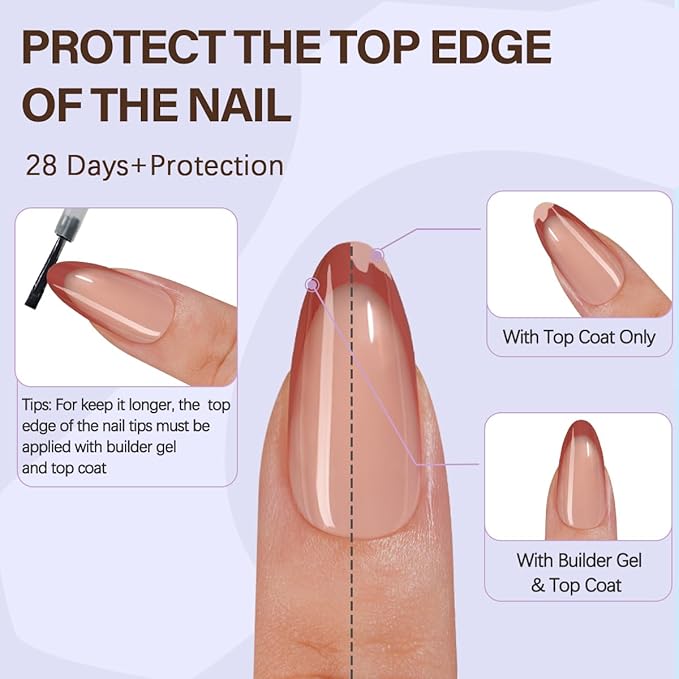 Misssix XBASICTIPS French Tip Press On Nails, 150Pcs French Gel Nail Tips Medium Almond, Soft Gel Pre-shaped No Need to File 3 in 1 Tips, Fake Nails for Nail Art DIY Extension Designs 15 Sizes