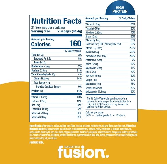 Bariatric Fusion Chicken Soup Meal Replacement 27g Protein Powder, 21 Serving Tub for Bariatric Surgery Patients Including Gastric Bypass and Sleeve Gastrectomy - No Gluten, Aspartame or Sugar