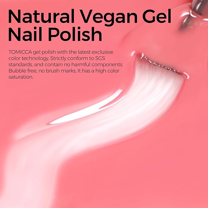 TOMICCA Gel Nail Polish, Strawberry Red Gel Polish, Light Red Jelly Nail Polish Quick Dry, Soak Off U V Translucent Gel Polish Colors Long Lasting Nail Art Manicure