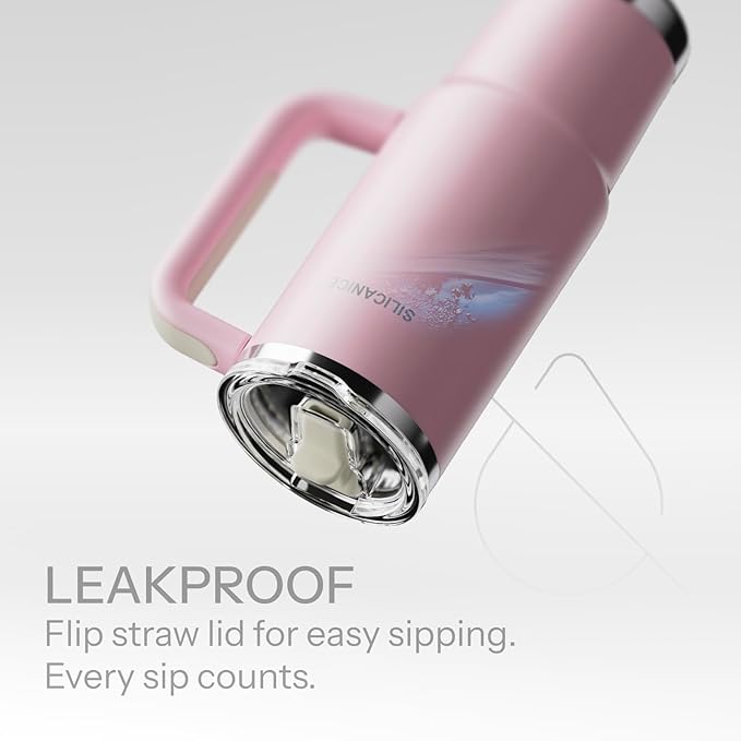 Easy Clean Pro Tumbler - 30 oz Water Bottle with Handle Quick-Disassemble Flip Straw, Leakproof Insulated Stainless Steel,Dishwasher Safe, BPA-Free Gifts for Women & Men