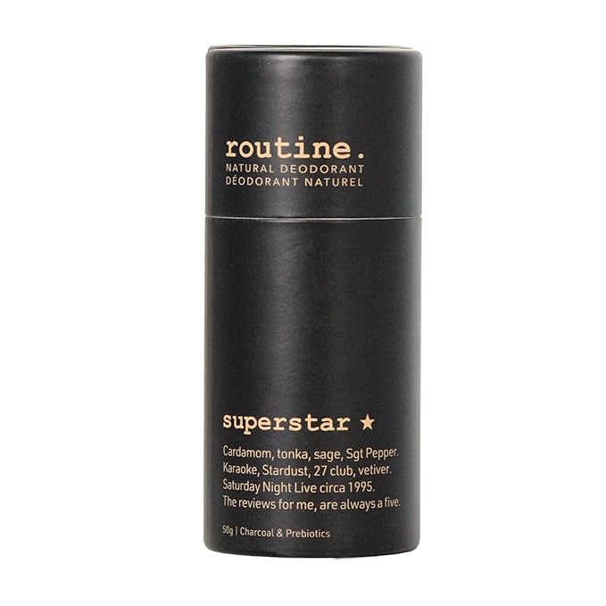 Routine Deodorant Stick Superstar (Activated Charcoal), 1.7 Fluid Oz. Natural Deodorant Aluminum Free for Women & Men