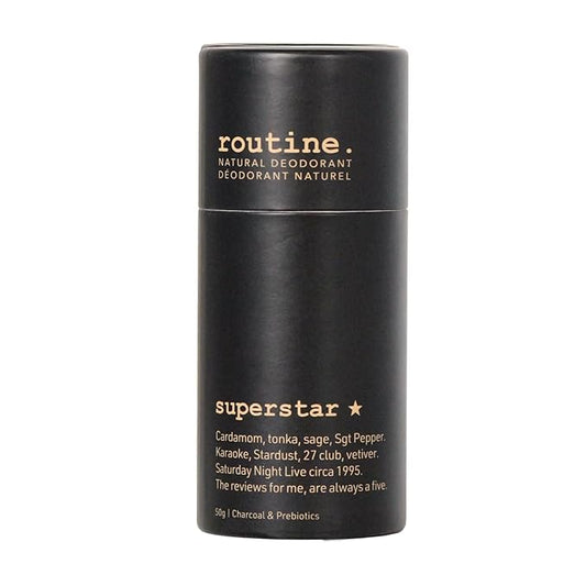 Routine Deodorant Stick Superstar (Activated Charcoal), 1.7 Fluid Oz. Natural Deodorant Aluminum Free for Women & Men
