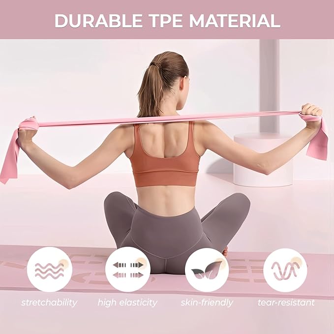 Resistance Band Set for Women, Loop Fabric Resistance Bands for Working Out, Figure 8 Resistance Band for Back, Flat Bands for Exercise for Physical Therapy, Strength Training