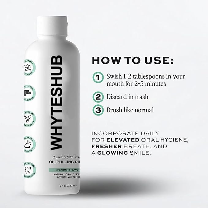 Spearmint Oil Pulling Rinse with Organic Cold-Pressed Coconut Oil, Helps Maintain Gum Health & Freshens Breath - 8 fl oz