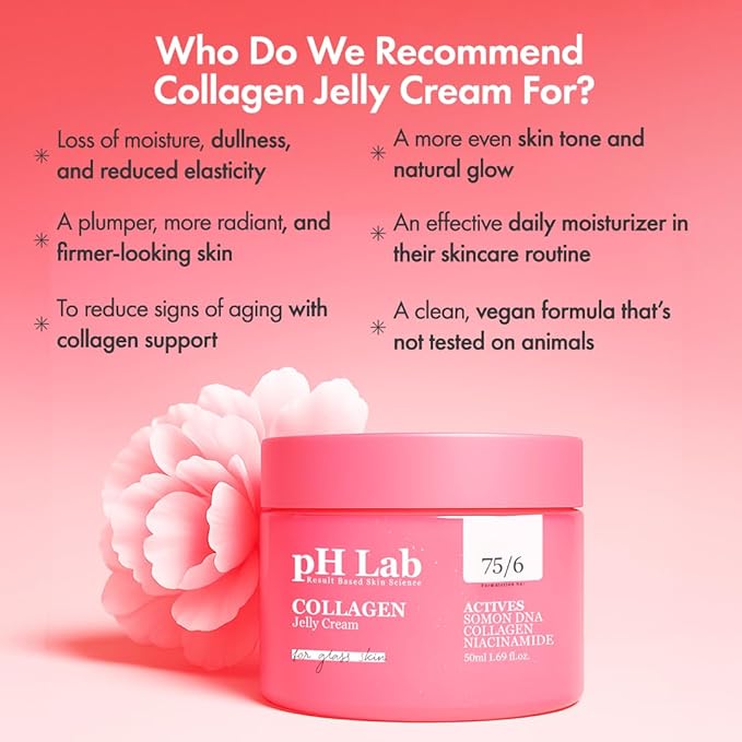 Collagen Jelly Cream, Boosts Skin Elasticity, Provides Glowing, Hydrating and Plump with Salmon DNA, 1.69 Fl Oz