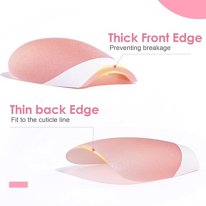 Canvalite French Tip Press on Nails Gel Nail Tips - 300Pcs Pre-Colored Quick and Easy Fake Nails with Designs Coffin Nails Tips Press on Nails Long DIY Nail Extensions, Pink White