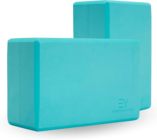 Everyday Yoga Foam Block and Yoga Strap Set, Soft Non-Slip Surface for Stability, Balance, and Deepen Stretches - Ideal for Yoga, Pilates, and Meditation Accessories