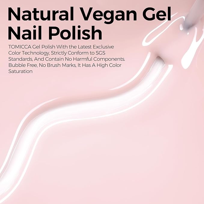 TOMICCA Gel Nail Polish, Jelly Milky Pink Gel Polish, Light Pink Nail Polish Quick Dry, UV Clear Pink Gel Polish Colors Long Lasting Nail Art Manicure Home DIY