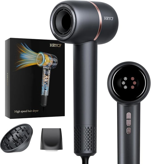 Fast Drying Hair Dryer,Negative Ionic Care Blow Dryer,Less Heat Damage Blow Dryer with High Speed Brushless Motor,Thermo-Control Low Noise with Magnetic Nozzle & Diffuser