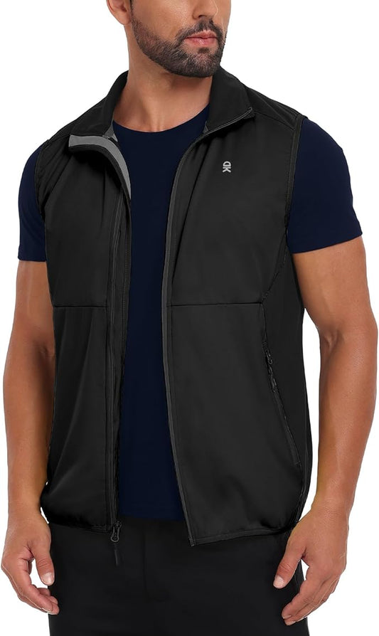 Little Donkey Andy Men's Water-resistant Outerwear Vests, Stretch Windproof Vest for Cycling, Running, Golf