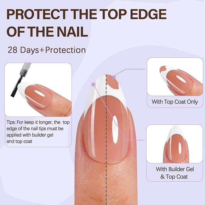 Misssix X-BASIC TIPS French Tip Press On Nails, 150Pcs French Gel Nail Tips Short Almond, Soft Gel Pre-shaped No Need to File 3 in 1 Nail Tips, Fake Nails for Nail Art DIY Extension Designs 15 Sizes