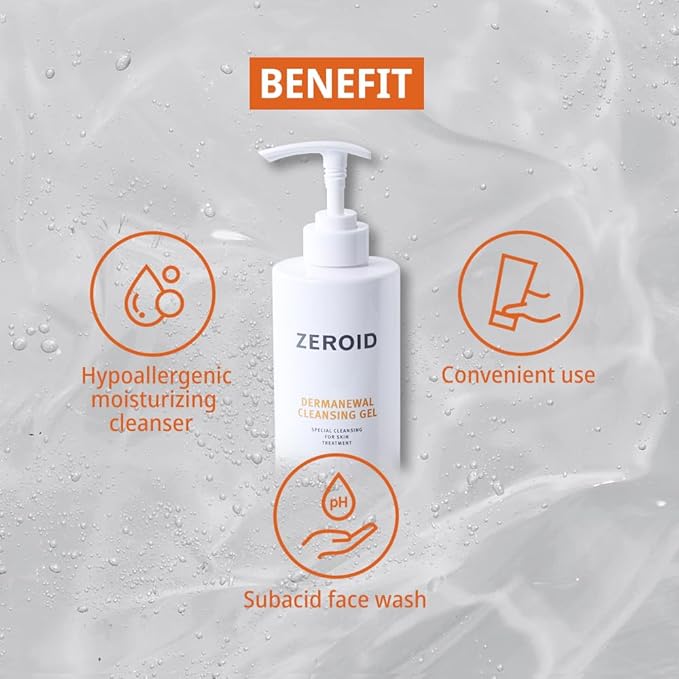 ZEROID | Dermanewal Cleansing Gel | Hydrating Face and Body Wash | Moisturizing Korean Shower Gel | Body Care for Women & Men | Korean Bath Products | Body Care Skin Treatments | 15.22 fl oz (450ml)