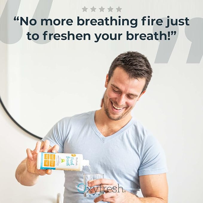 Oxyfresh Premium Lemon Mint Fresh Breath Mouthwash – Oral Rinse for Bad Breath – SLS & Fluoride Free Mouthrinse – Alcohol Free, Gentle Non Burning Mouthwash with Xylitol & Essential Oils, 1 Gallon