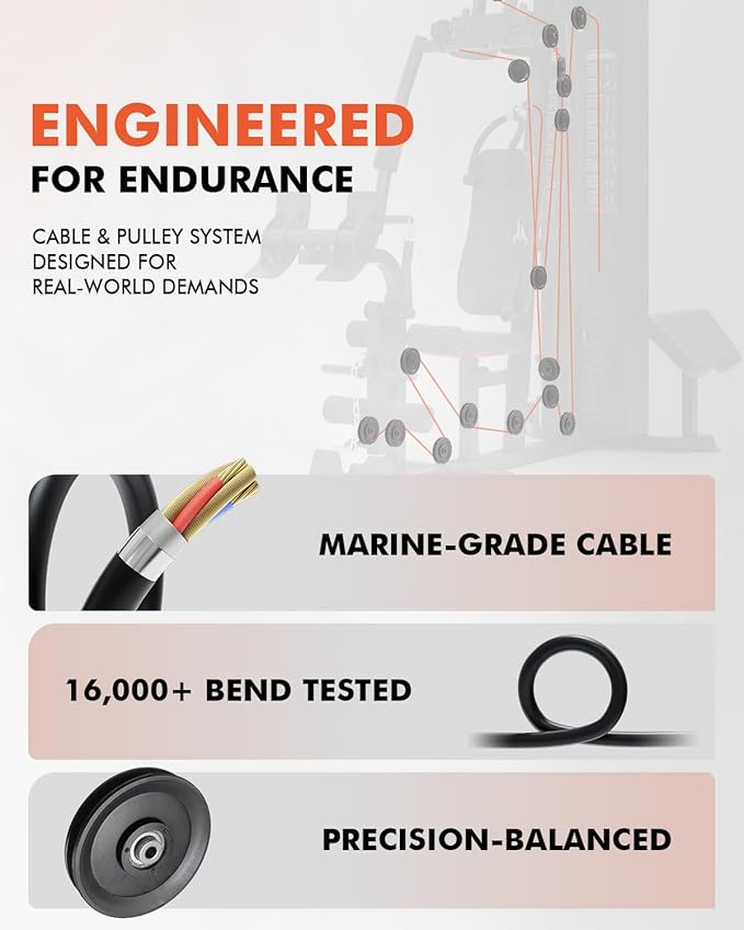 Mikolo Home Gym, Workout Station with 150LBS Weight Stack, Multifunctional Home Gym Equipment, Exercise Equipment for Full Body Strength Training