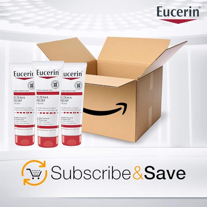Eucerin Eczema Relief Cream, Full Body Lotion, Moisturizing Eczema Cream with Colloidal Oatmeal (Skin Protectant) and Ceramide 3, Multi-Pack, 8 Oz Tube, Pack of 3