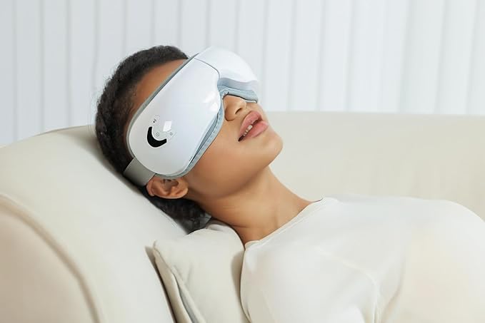 Eye Massager with Heat for Migraine Relif, Heated Eye Massage Mask with Heat, Bluetooth Music, Compression Vibration for Eye Care, Eye Strain Relief, Improve Sleep, Birthday Gifts for Women Men
