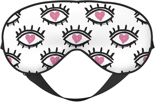 Sleep Eye Mask Cute Pink Loving Eyes Sleep Mask for Women Men Comfortable Eye Mask with Adjustable Strap Soft Eye Cover Blindfold for Travel Yoga Nap Shift Work