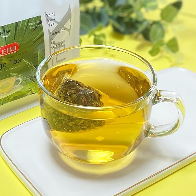 XIEJINJI Sage Tea, 40 Count, Made with 100% Natural Sage Leaves, No Additives & No Sugar & No Caffeine, Eco-Conscious Tea Bags