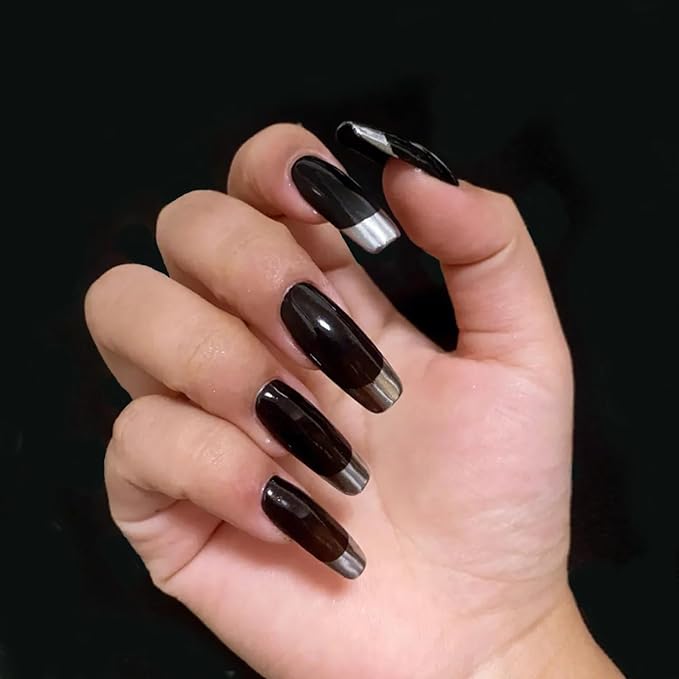 Holographic Mirror Nail Powders Chrome Gold Effect Pure Metallic Dust Sequins UV Gel Black Nail Chrome Powder Pigment for Nail Art Decoration (Black)