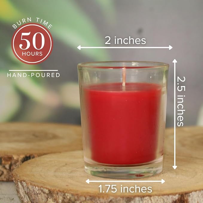 Simply Soson Scented Votive Candles, Bulk Set of 24 Red Spicy Cinnamon Clove Scented Candles Bulk, Fall Votive Candles Scented in Glass, 10 Hours Burn, for Holiday Christmas & Home Decoration