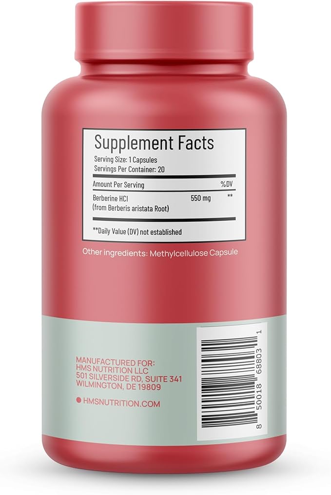 Berberine HCL 550mg, Plant-Based Berberine Supplement from Berberis Aristata Root, Vegan & Gluten Free, 120 Capsules
